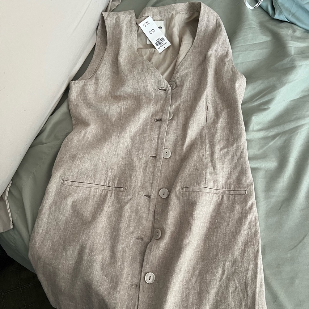 Abercrombie & Fitch linen beige mini button up dress small